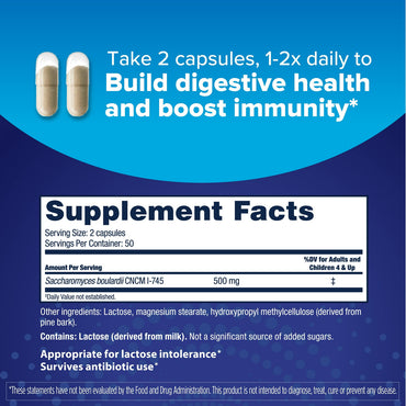 Florastor Probiotic 250mg Capsules, Promotes Intestinal Health - 100 ea
