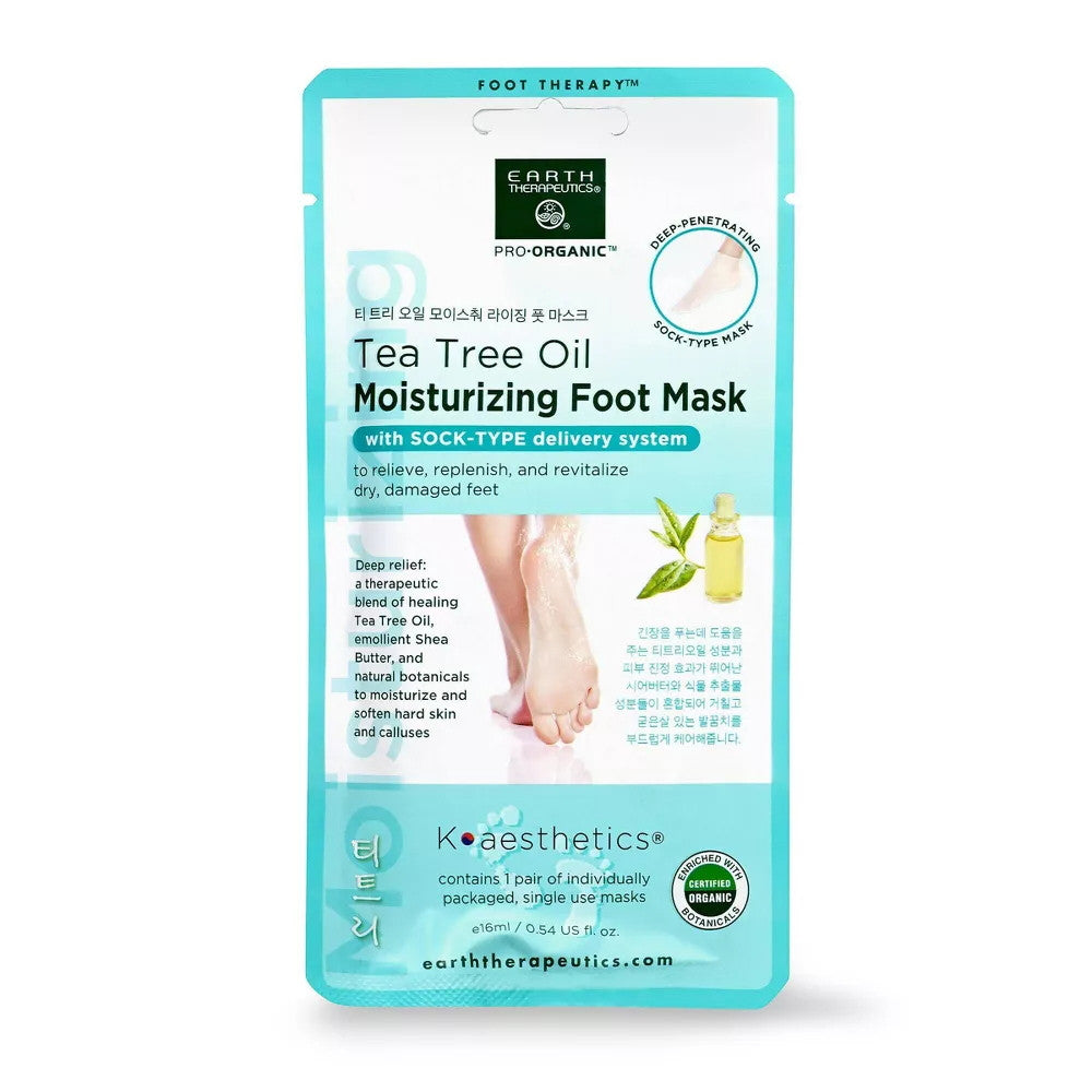 Earth Therapeutics Tea Tree Oil Moisturizing Foot Mask, 1 Ea