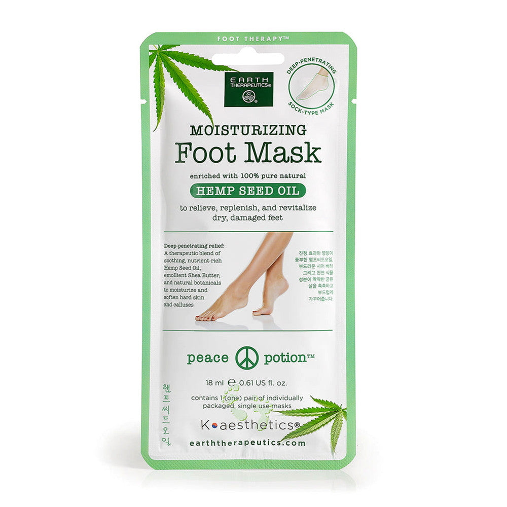 Earth Therapeutics Moisturizing Foot Mask With Hemp Seed Oil, 1 Ea