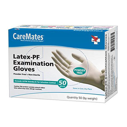 Caremates Latex Powder Free Examination Gloves Small for Hygienic Medical Use 50Ea