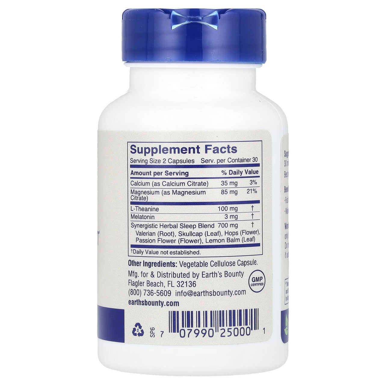 Earths Bounty Sleep Perfect Vegetarian Capsules, 60 Ea