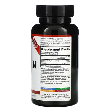 Olympian Labs Melatonin Time Release 10 mg Sleep Aid Vegan Tablets, 60 ea