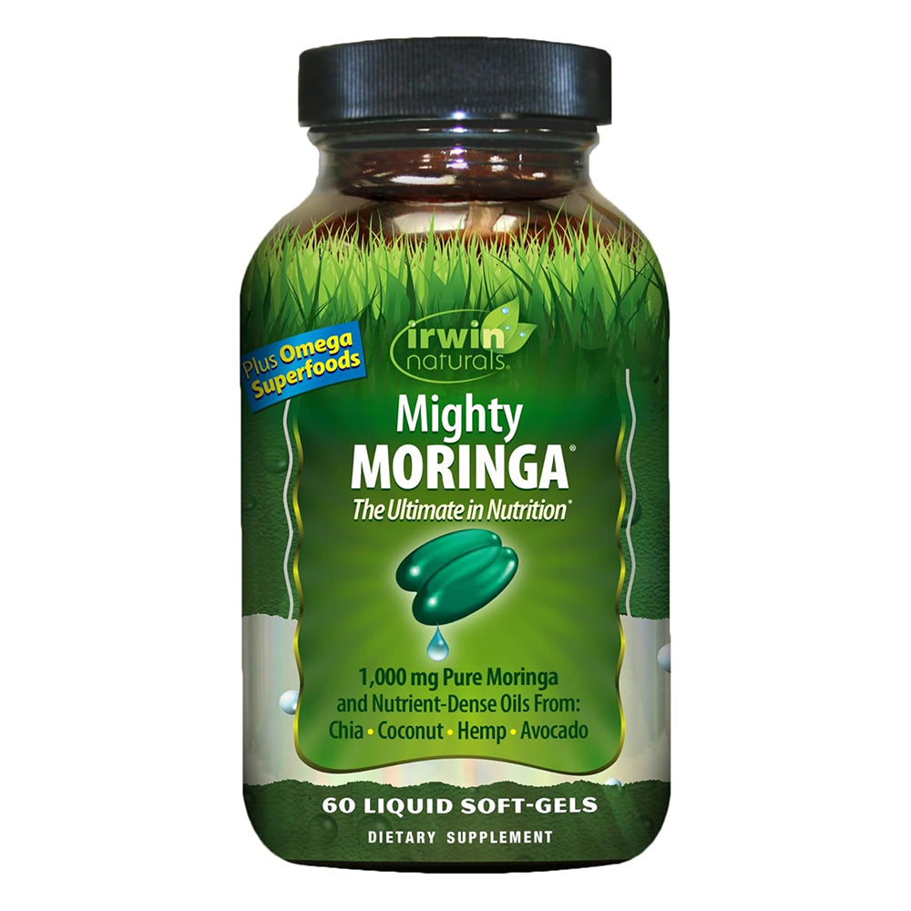 Irwin Naturals Mighty Moringa Ultimate Nutrition 1000mg With Chia Coconut Hemp Avacado Softgels 60Ea