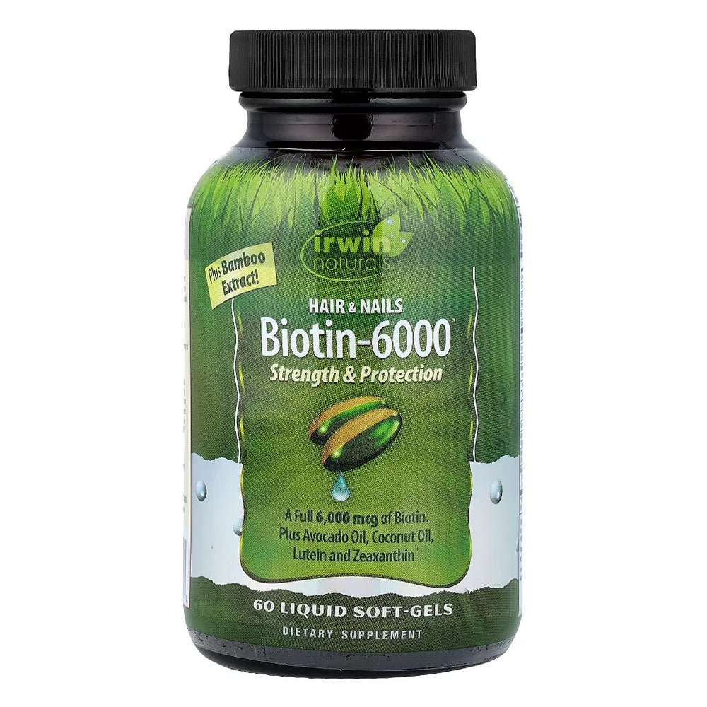 Irwin Naturals Biotin 6000 Strength and Protection Softgels for Hair and Nails 60Ea
