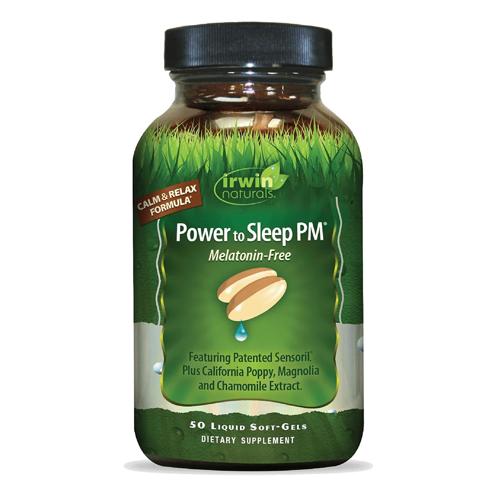 Irwin Naturals Power to Sleep PM Melatonin Free Liquid Softgels Relaxes Your Mind and Body 50Ea