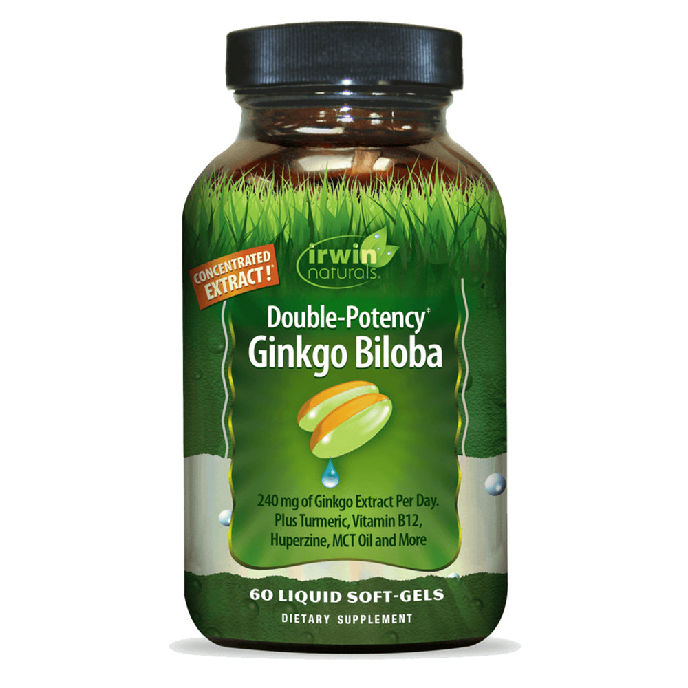 Irwin Naturals Double Potency Ginkgo Biloba Liquid Soft Gels Improve Cognitive Function and Enhance Memory 60Ea