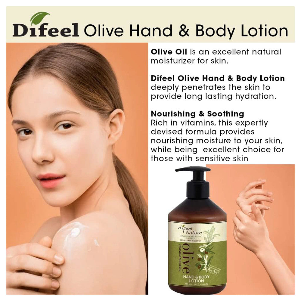Difeel Nature Olive Hand And Body Lotion, 16.89 oz