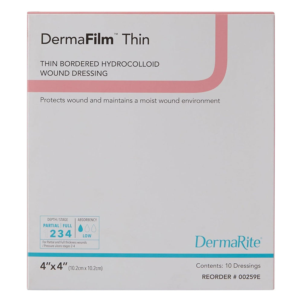 Dermafilm Hydrocolloid Extra Thin Bordered Wound Dressing Box Size 4 X 4 Inches Comfort and Effectiveness During Healing Process 5Ea