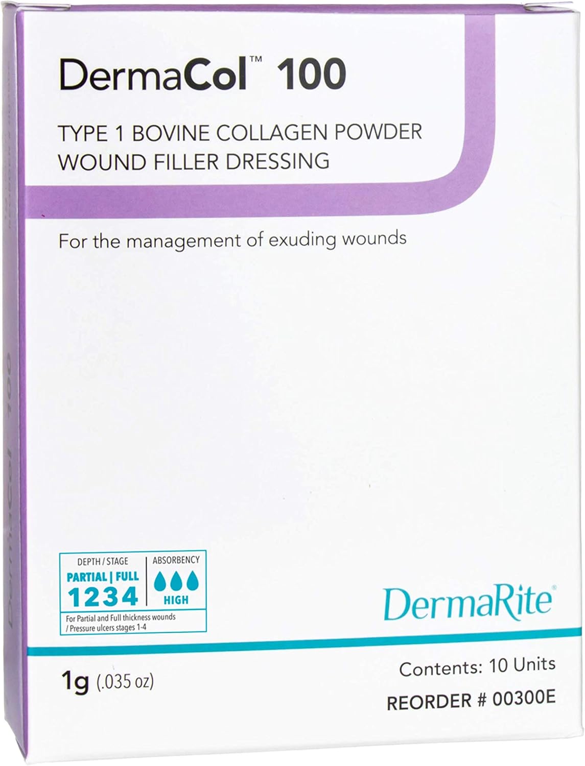 DermaCol 100 Type 1 Bovine Collagen 1g Powder Wound Filler Dressing Features High Absorbency Manage Wound Exudate Effectively 10Ea