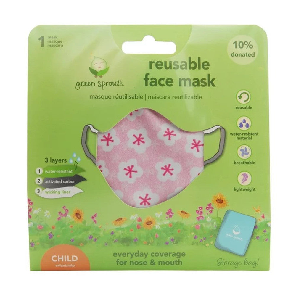 Green Sprouts Kid Reusable Face Mask, Pink, 1 Ea