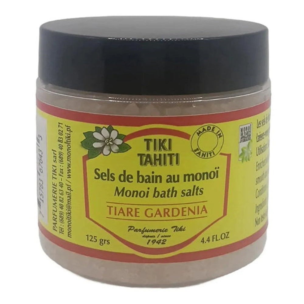 Monoi Tiki Tahiti Bath Salts Gardenia Tiare Gently Soften Your Bathwater 4.4Oz (125g)
