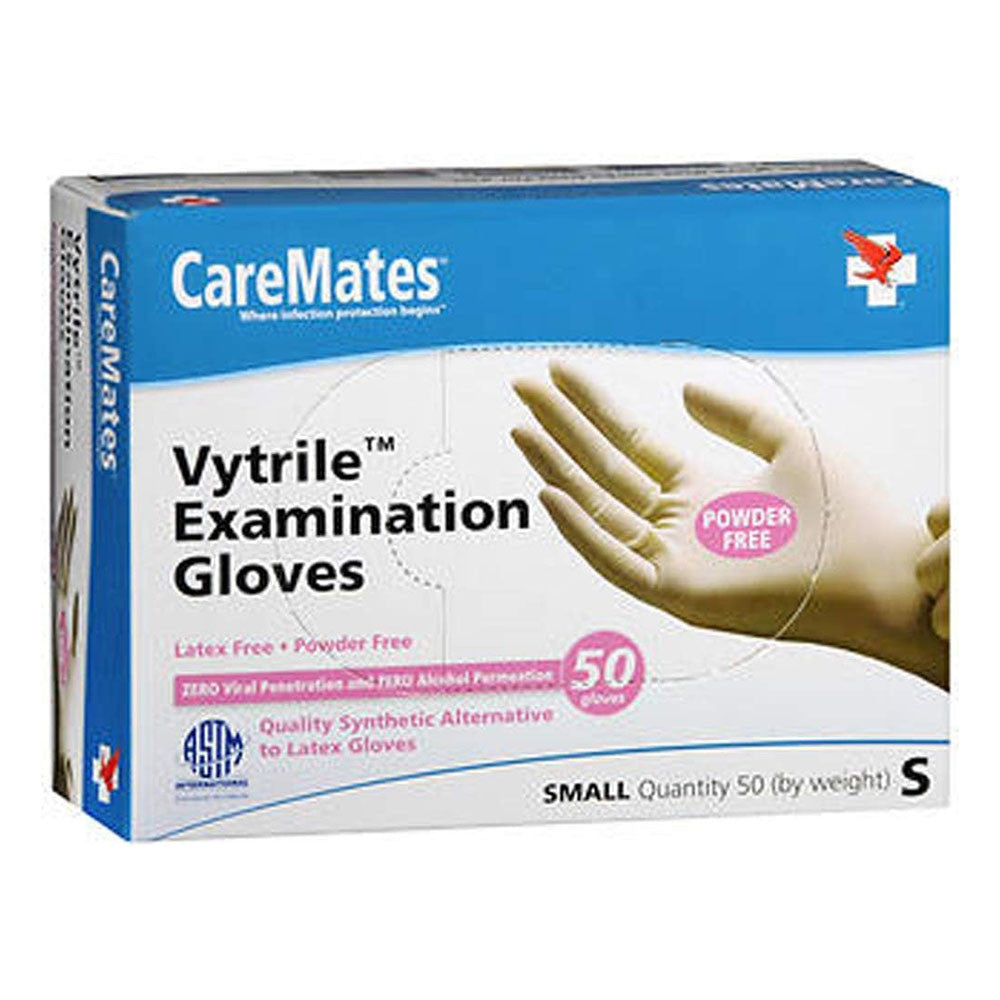 Caremates Vytrile Exam Latex Free Gloves, Small Gloves, 50 Ea