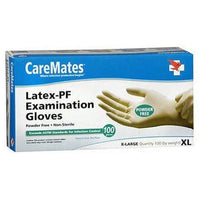 CareMates Latex-PF Examination Gloves, Extra Large, 100 Ea
