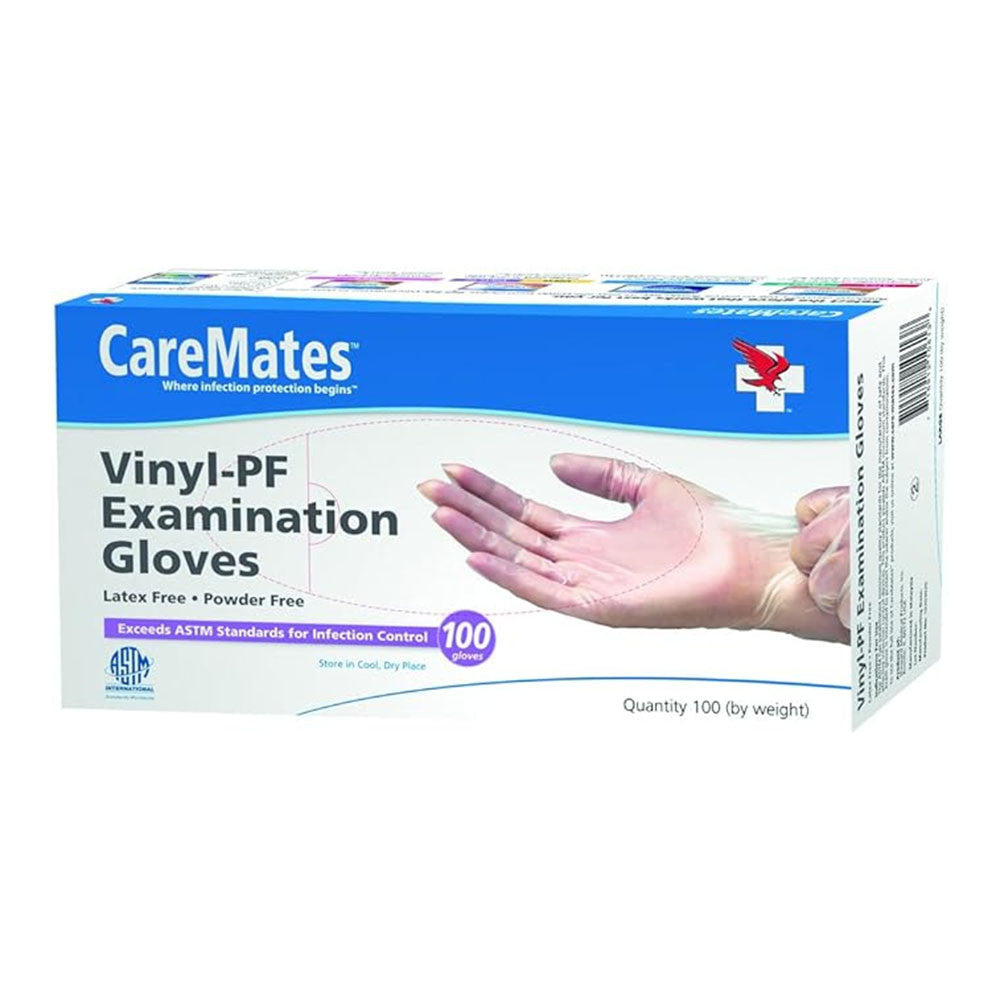 CareMates Vinyl Medical Exam Gloves, Powder Free Gloves, Extra Large, 100 Ea