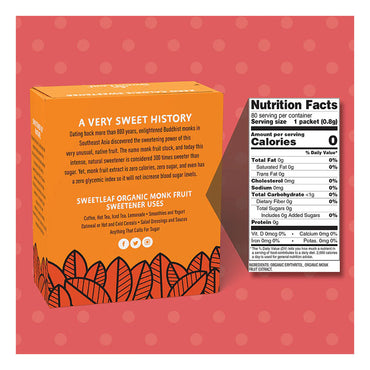 SweetLeaf Organic Monk Fruit Sweetener Granular, 80 Ea