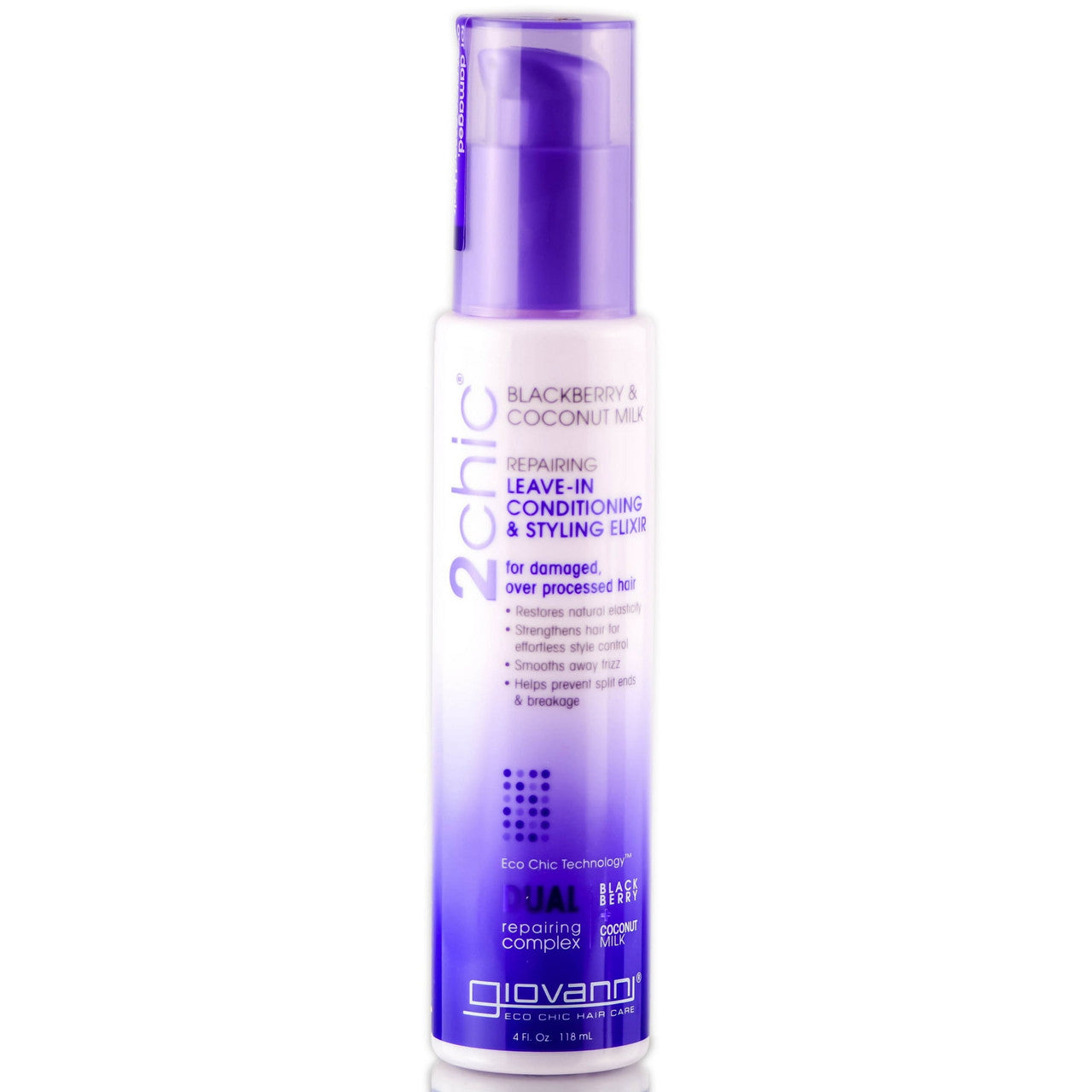 Giovanni 2chic Repairing Leave in Conditioning And Styling Elixir, Blackberry And Coconut Milk, 4 Oz