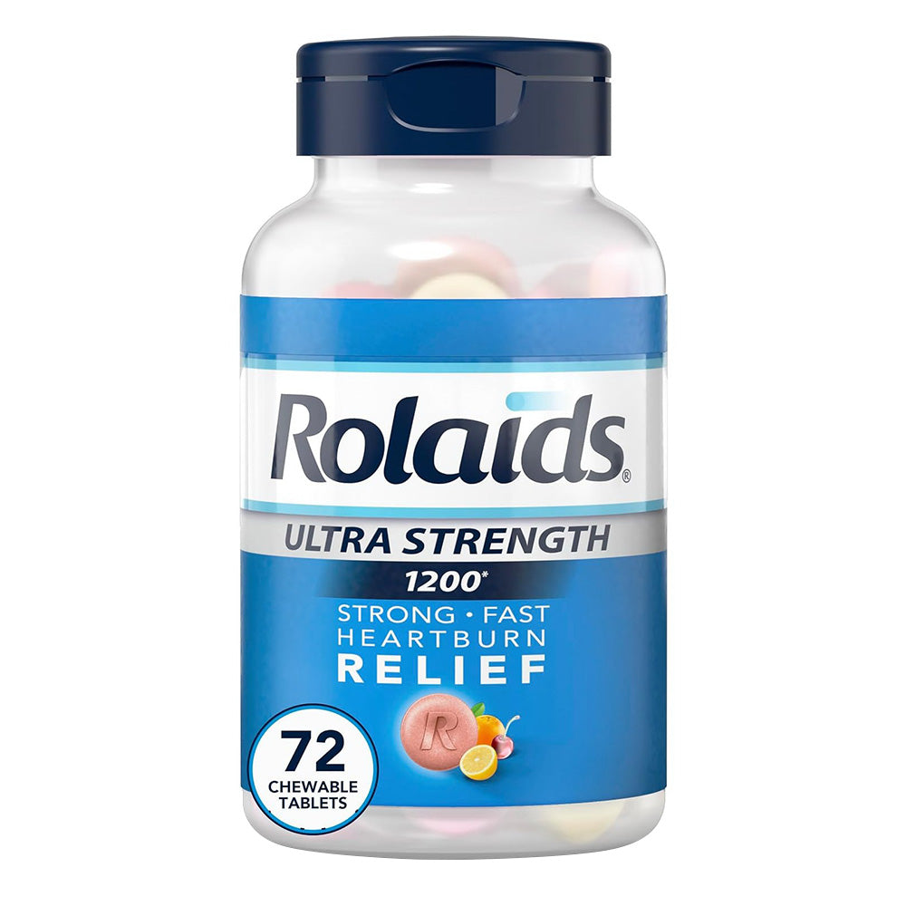 Rolaids Ultra Strength Antacid Chewable Tablets for Heartburn Relief 72Ea