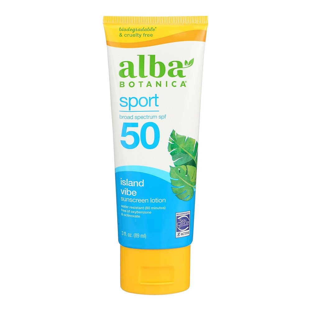 Alba Botanica SPF 50 Sport Sunscreen, Island Vibe, 3 Oz
