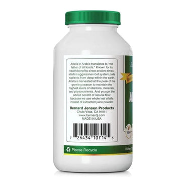 Bernard Jensens Alfalfa Leaf Supplement Tablets, 500 Ea