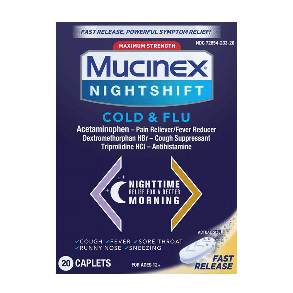 Mucinex Nightshift Severe Cold And Flu Capsules, 20 Ea