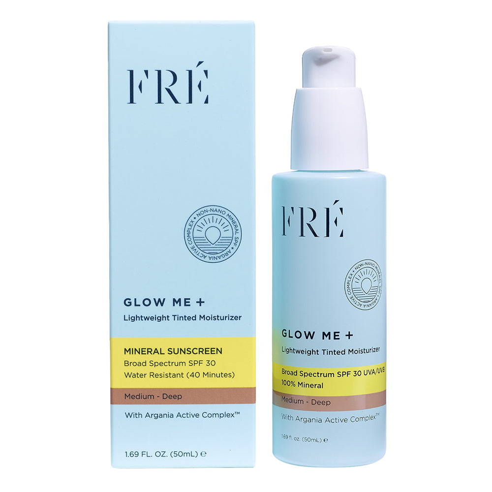 FRE Skincare Glow Me Plus Lightweight Tinted Moisturizer Mineral SPF 30 Medium Deep 1.69Oz (50ml)