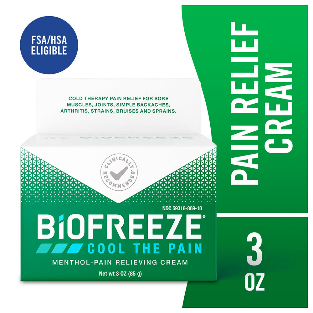 Biofreeze Soothing Pain Relief Cream, for Back Knee Muscle Joint and Arthritis Pain, 3 Oz