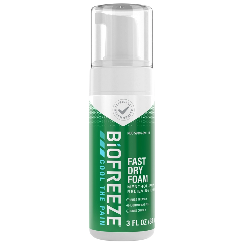 Biofreeze Pain Relief Fast Dry Foam, 3 Oz