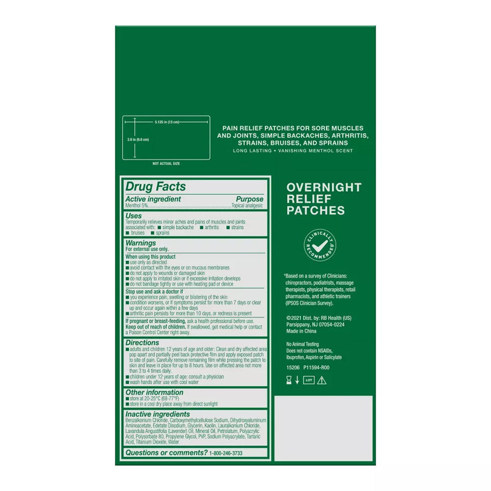 Biofreeze Overnight Joint and Muscle Pain Relief Patches, 4 Ea