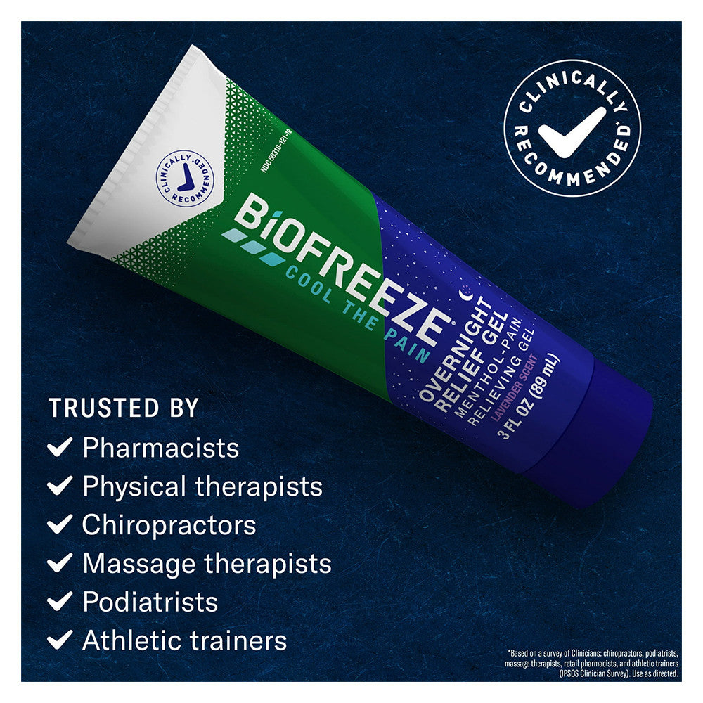 Biofreeze Menthol Muscle Overnight Pain Relieving Gel, 3 Oz