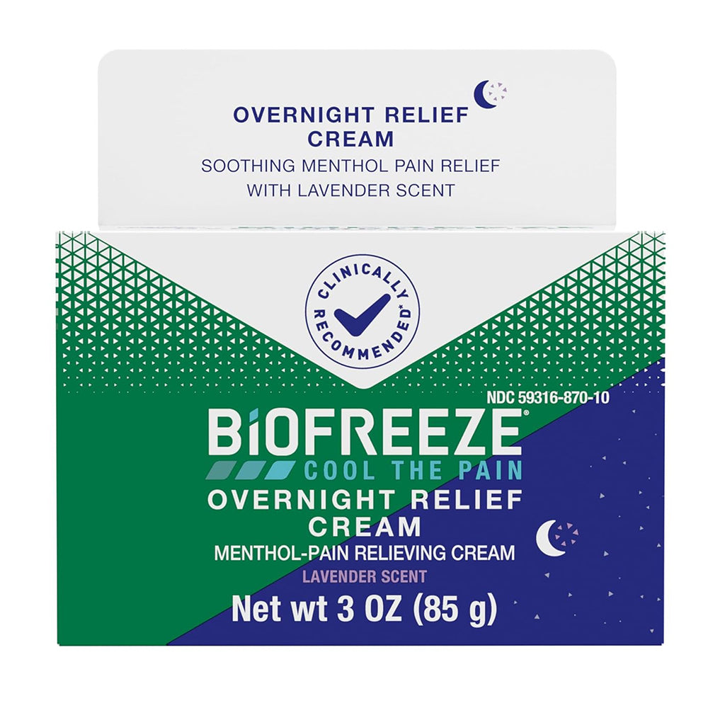 Biofreeze Overnight Muscle Pain Relief Menthol Relieving Cream Jar 3Oz (85g)