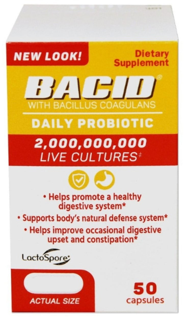 Bacid Daily Probiotic Dietary Supplement for Digestive Health, 50 Ea