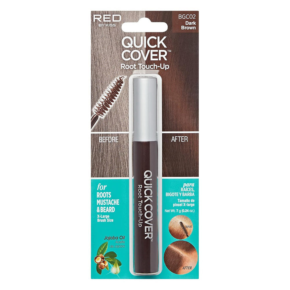 RED by Kiss Root BGC02 Touch Up Brush Dark Brown Hair Color Application Tool 0.24Oz (7g)
