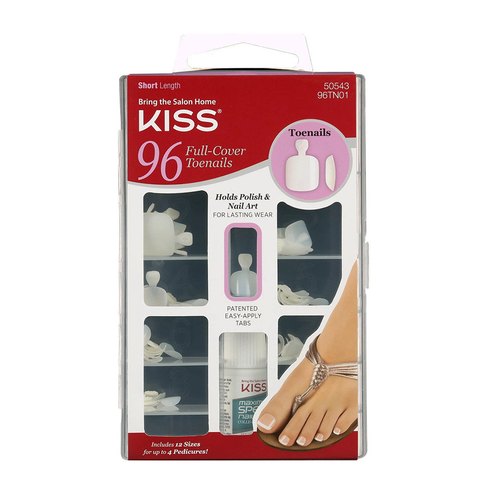 Kiss Full Cover Toenails, Short Length, 97 Ea