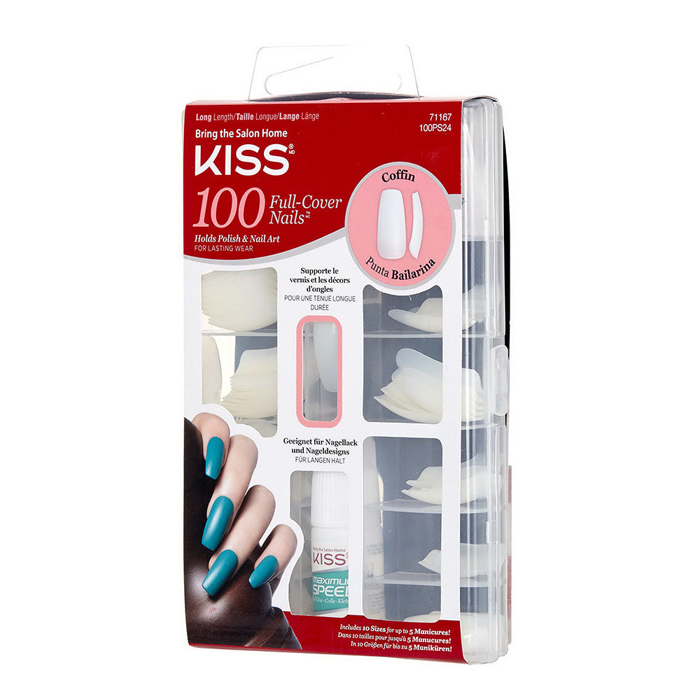 Kiss Bring the Salon Home Full Cover Nails Long Square, 100 Ea
