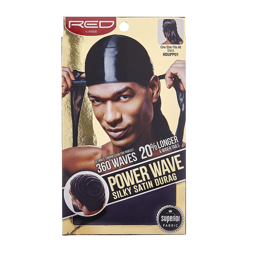 Kiss Red Power Wave Silky Satin Durag Extra Long Tails, 1 Ea