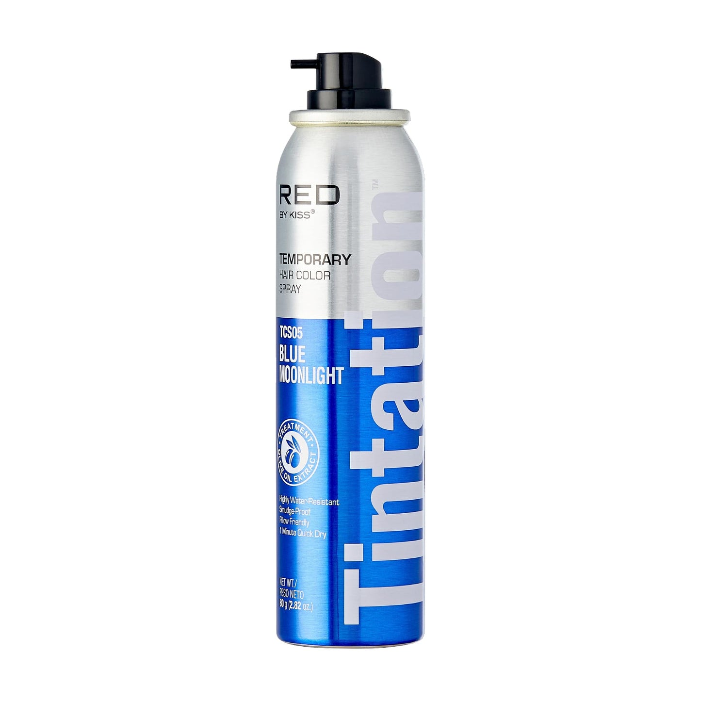 Kiss Tintation Blue Moonlight Temporary Hair Color Spray for Gray Root Coverage and Smudge Proof Styling 2.82Oz (80g)