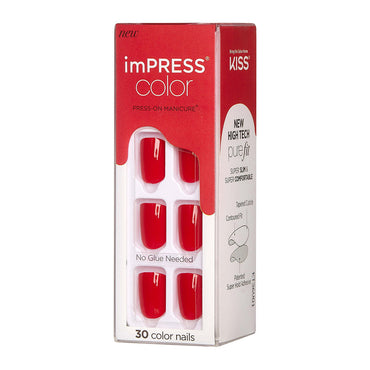 Kiss imPRESS Color Press on Manicure Reddy or Not Short, 30 Ea