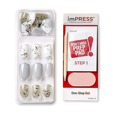 Kiss Impress Press On Manicure Knock Out Short Length Nails, 30 Ea