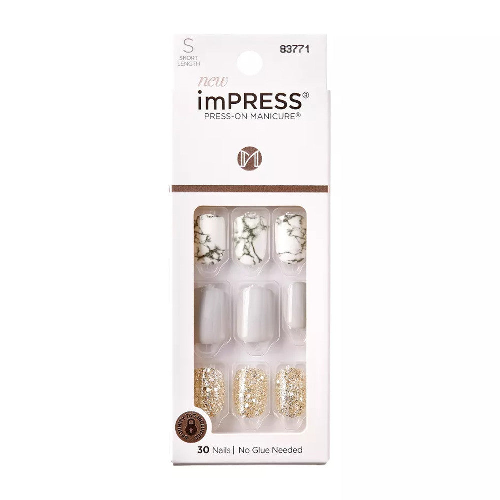 Kiss Impress Press On Manicure Knock Out Short Length Nails, 30 Ea
