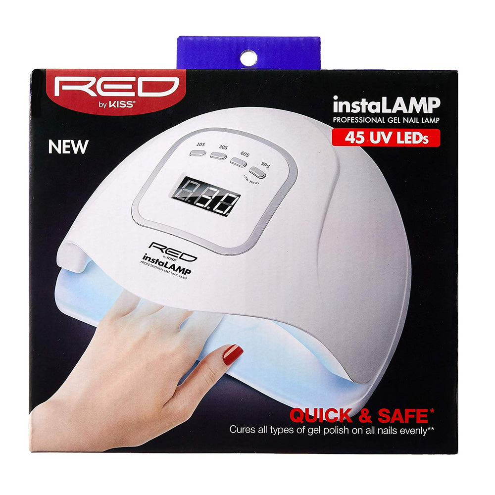 Kiss Red Instalamp Gel Nail Lamp 45 UV LEDs with 4 Timers for Fast Long Lasting Curing 1Ea
