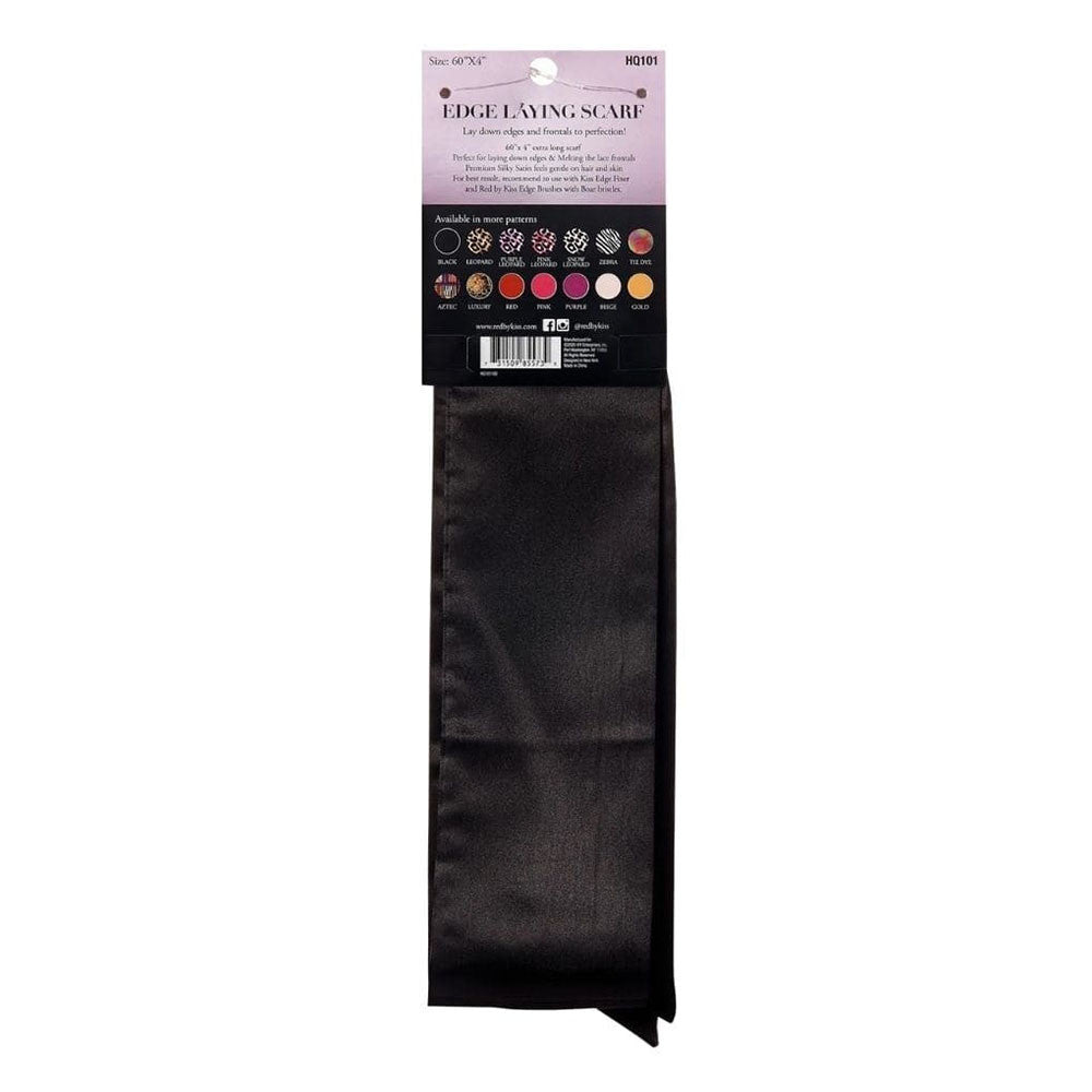 Red by Kiss Silky Satin Edge Laying Scarf, Black, 1 Ea
