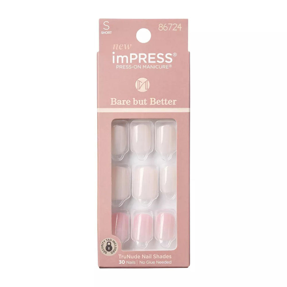 Kiss Impress Press On Manicure Bare But Better Press-On Manicure Fake Nails, 30 Ea