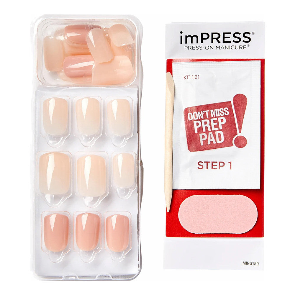 Kiss Impress Bare but Better Press On Nails, Simple Pleasure, 30 Ea
