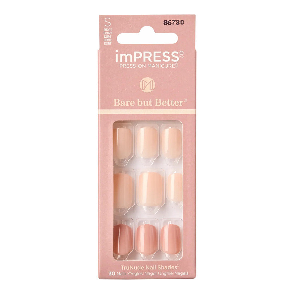 Kiss Impress Bare but Better Press On Nails, Simple Pleasure, 30 Ea