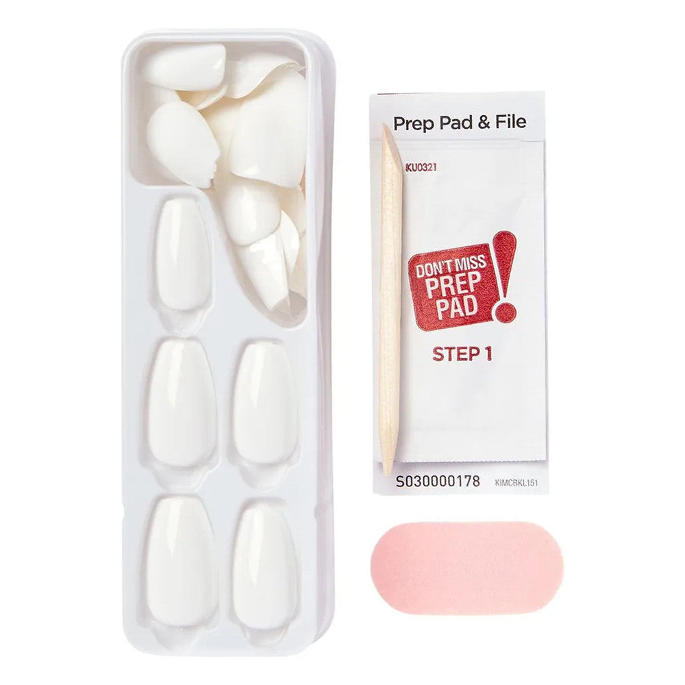 Kiss Impress Color Press-on Nails Frosting, Coffin Shape, Medium, 30 Ea