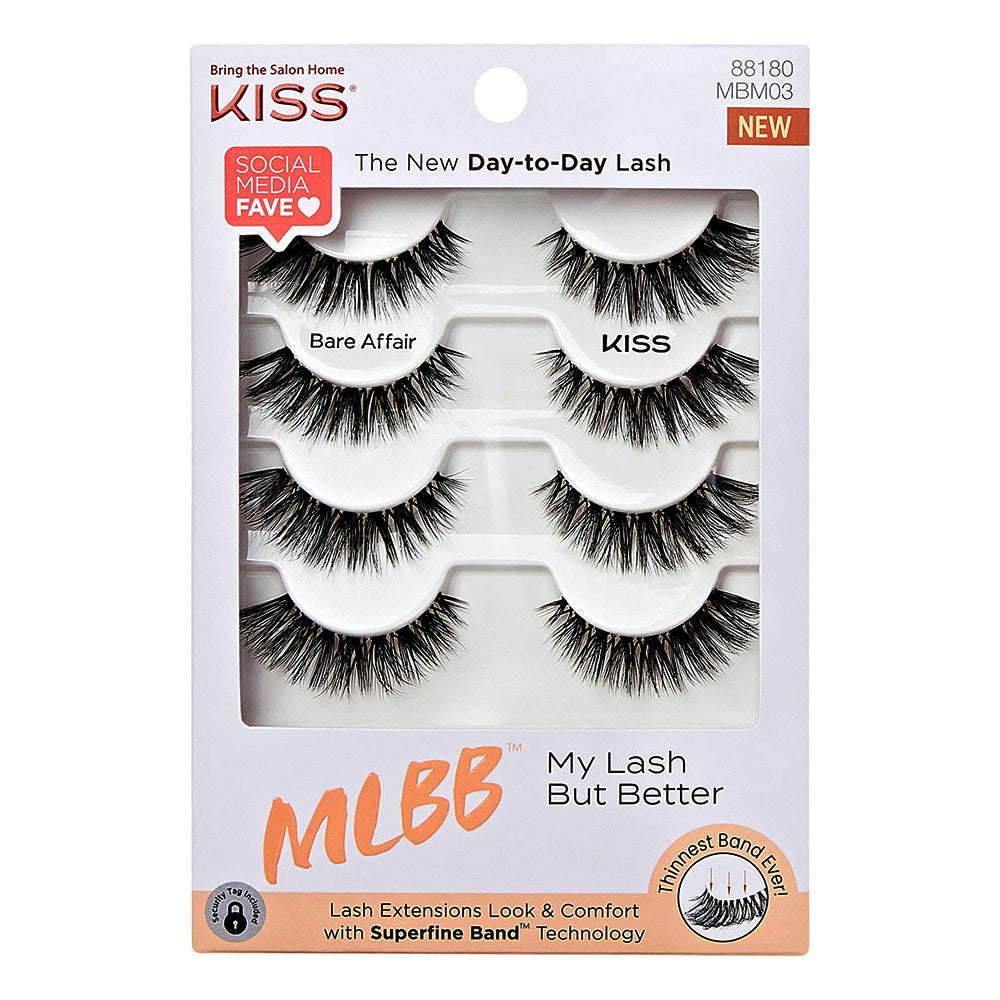 Kiss My Lash But Better False Eyelashes Bare Affair 12mm Black Natural 4Pairs