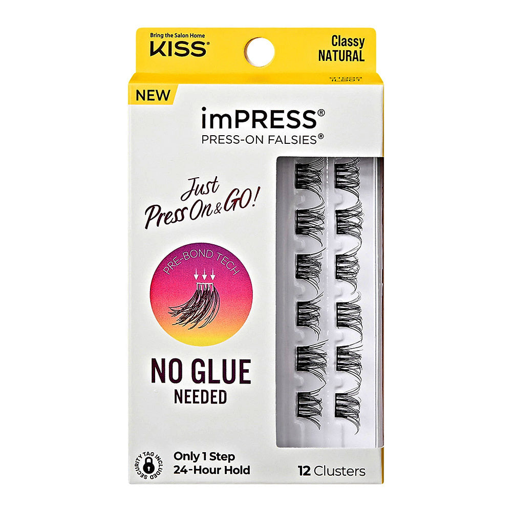 Kiss Impress Falsies Press On Self Adhesive Eyelashes Classy Black 12Ea