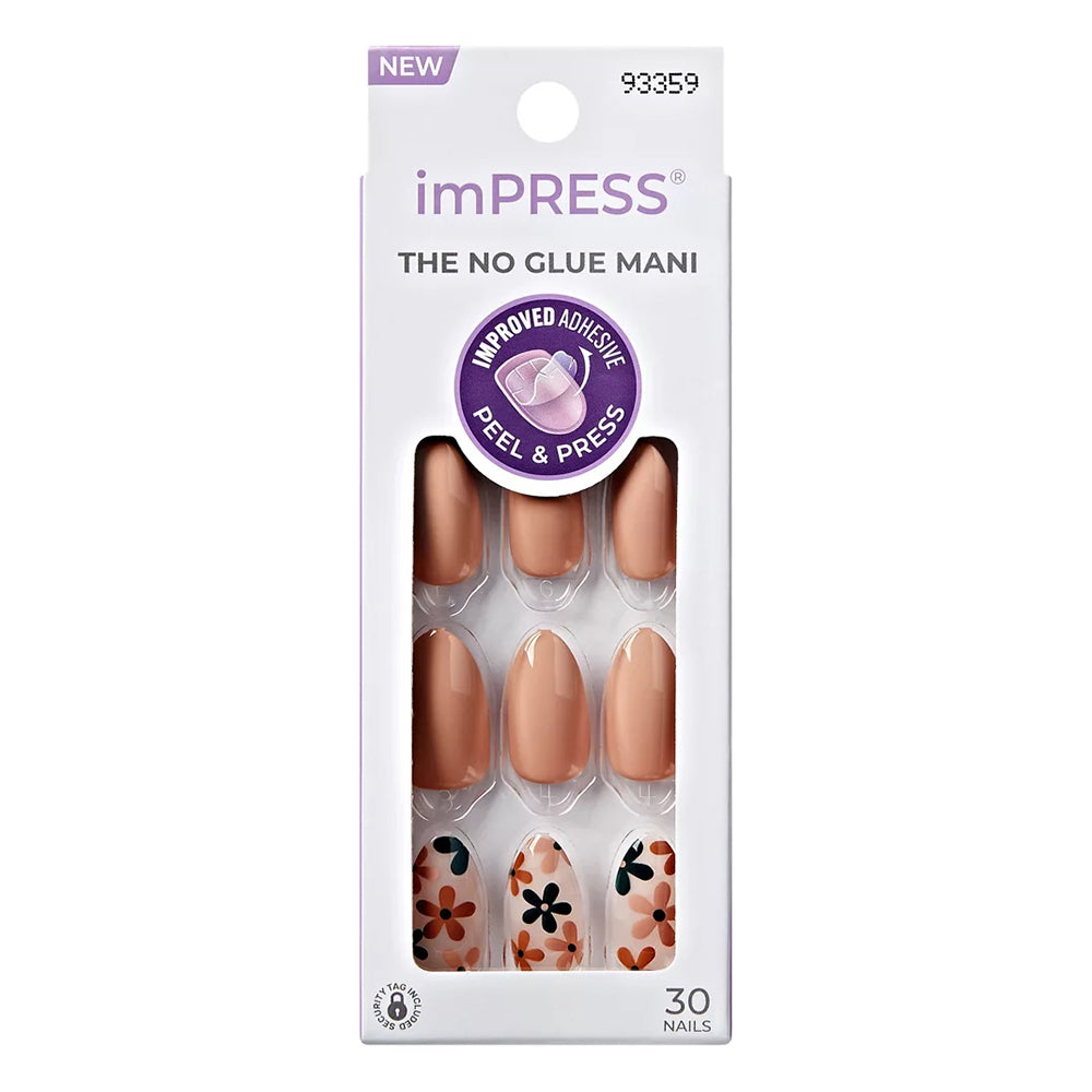 Kiss Impress Press on Fake Nails As It Was Beige Medium Almond Shape 30Ea