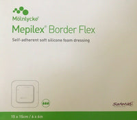 Mepilex Border Flex 4 x 4 Inch, Self Adherent Soft Silicone Foam Dressing, 5 Ea