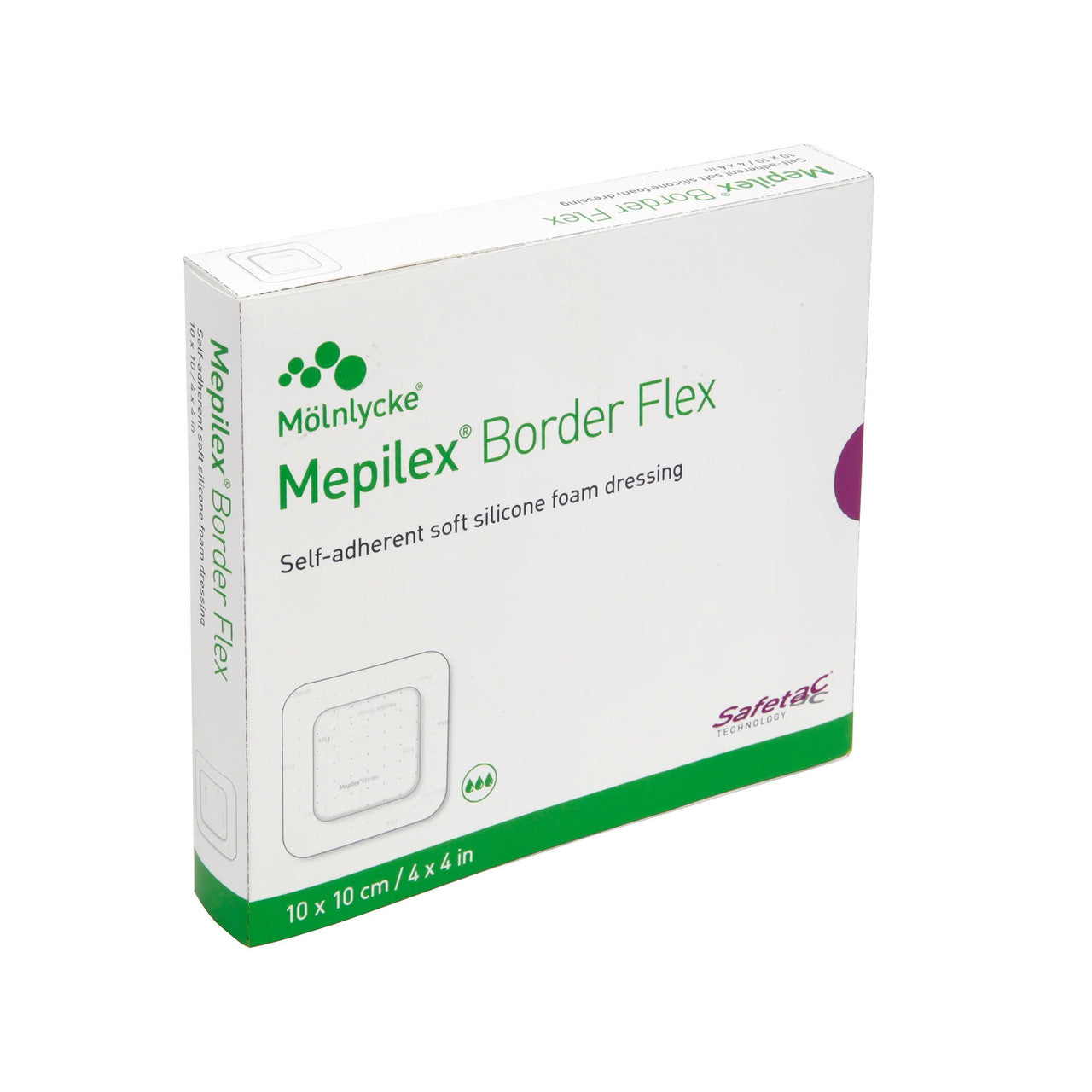 Mepilex Border Flex 4 x 4 Inch, Self Adherent Soft Silicone Foam Dressing, 5 Ea